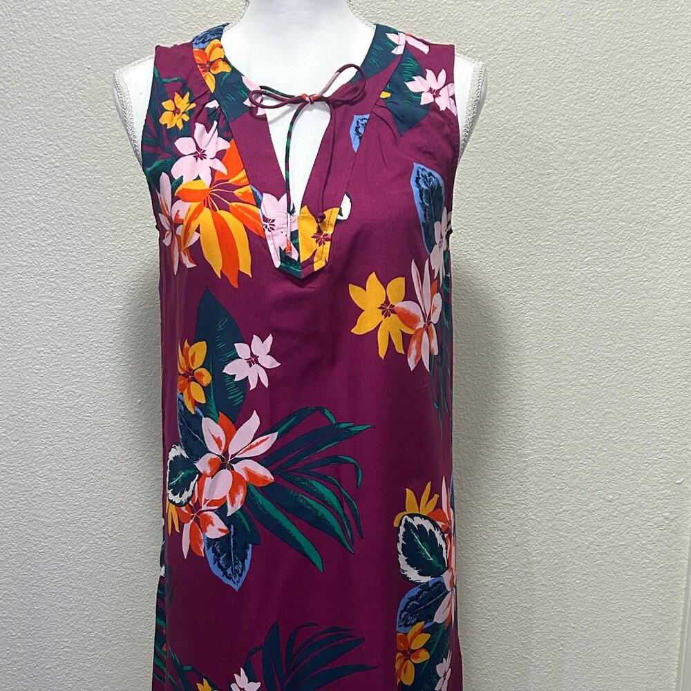 Old Navy sleeveless midi purple floral dress, pullover, Hawaiian inspired, XS